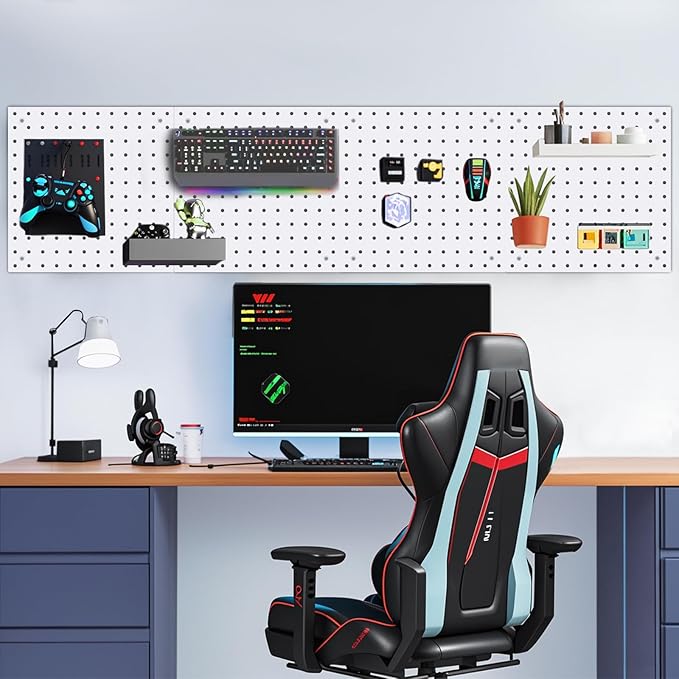 4 Pack Steel Peg Board,Universal 1/8 and 1/4 Pegboard Accessories,Ideal for Garage Tool Storage, Office Organization, Craft Room, Kitchen etc. (White, 4-12X12)