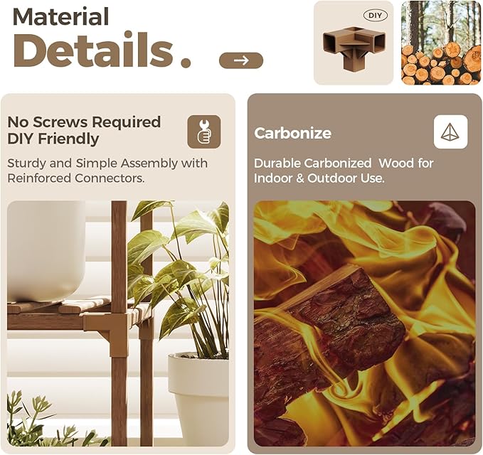 Bamworld Large Plant Shelf Plant Stand Indoor Hanging Tall Outdoor Plant Holder Wood for Multiple Plants Plant Rack for Living Room Garden Balcony Flower 17 Pots Wide