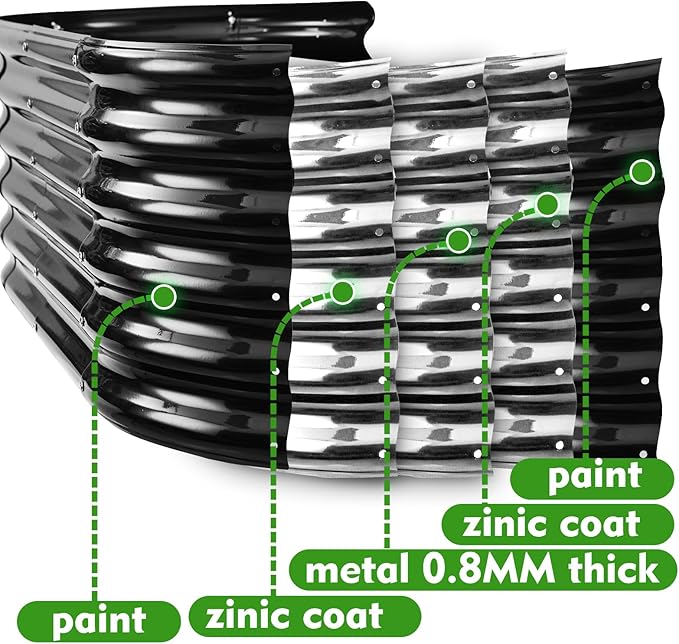 17" Tall Outdoor Garden Raised Garden Bed Kits, 5ft X 2ft Oval,0.8MM Thick Metal Raised Planter Bed/Ground Planter Box for Variety of Flowers,Herbs,Vegetables (Black, 60X24X16.5 Inches)