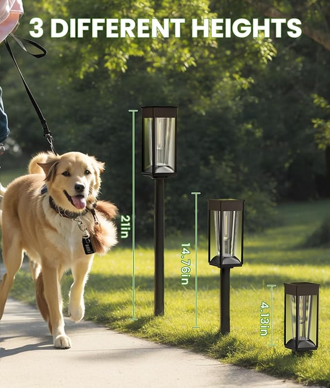 Bright Solar Pathway Lights Outdoor 2 Pack, 2-in-1 Warm&Cool Solar Lights Outdoor for Yard, IP65 Waterproof Garden Light Yard Landscape Patio Lawn Path Walkway Driveway