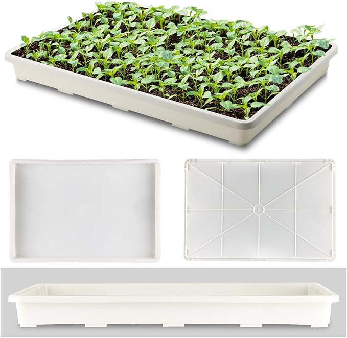 5 Pack Nursery Pot Tray, Carrying and Holding Plant Tray for Pot 24 Cell Carrying Holder Drainage Watering Plant Tray (White)