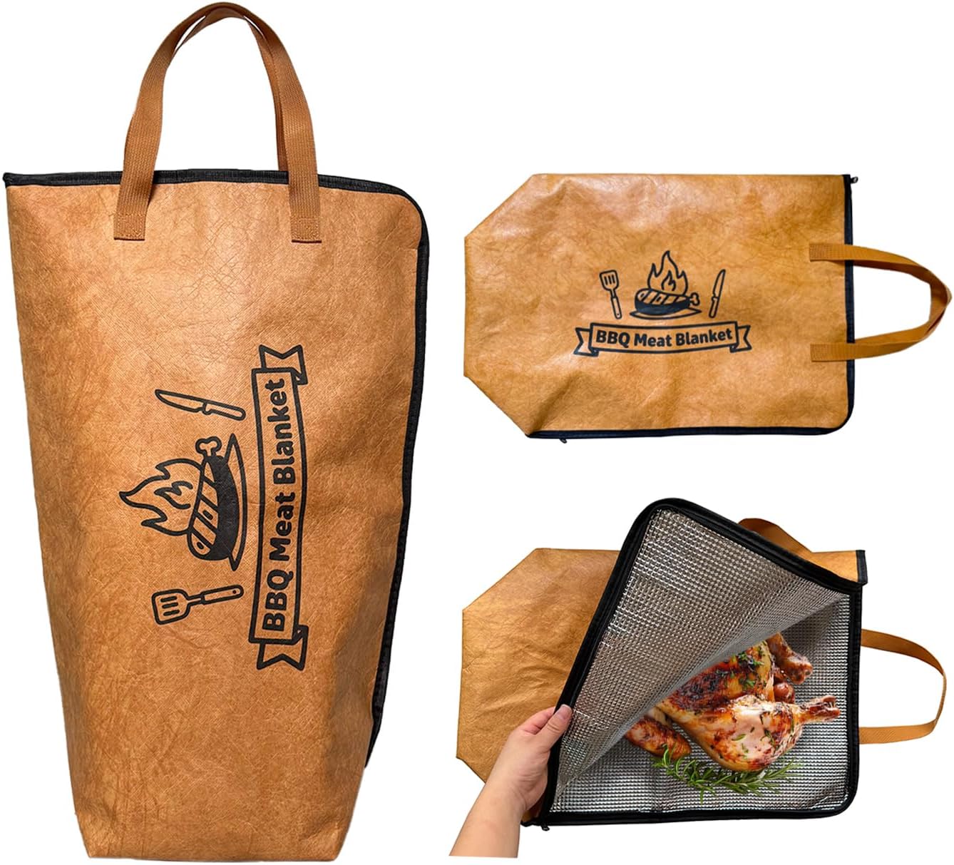 BBQ Blanket for Resting Meat,Reusable Smoker Grilling Bag Insulated Resting Bag with Wide Mouth,BBQ Accessories for Large Brisket,Beef,Turkey,Pork (21in)