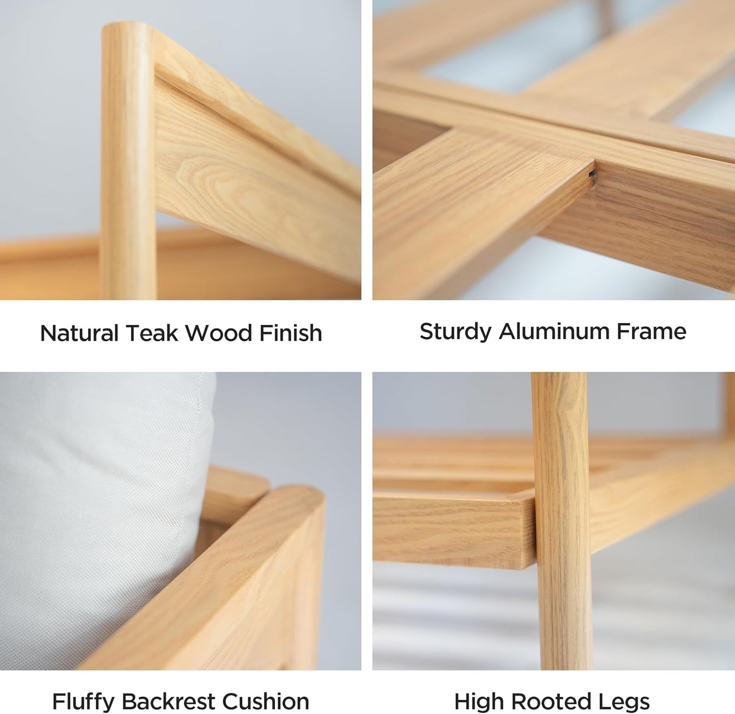 Acanva Modern Outdoor Patio Furniture Set, All-Weather Aluminium Conversation Sectional Sofa with Thick Cushions for Backyard, Garden, Porch, 4 Seats, Beige