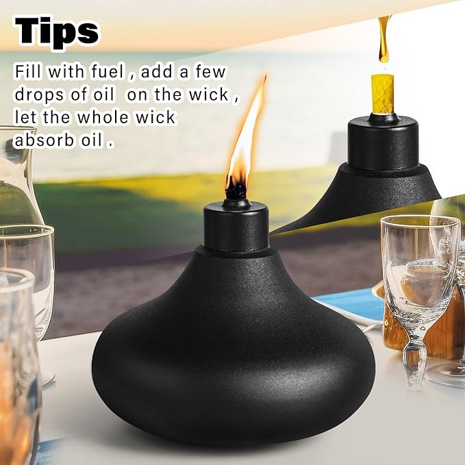 4 Pack Metal Table Top Torches, 24.5oz Citronella Torches for Outside, Refillable Flame Light Torch, Decorative Tabletop Lantern for Yard, Patio, Deck, Garden, Party, Landscape