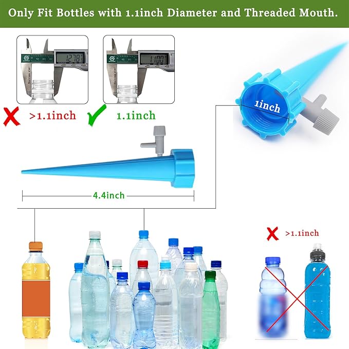 24PCS Self Watering Spikes for Plants, Self Watering Planter Insert with Adjustable Drip Valve, Auto Vacation Plant Watering Devices Plants Water System