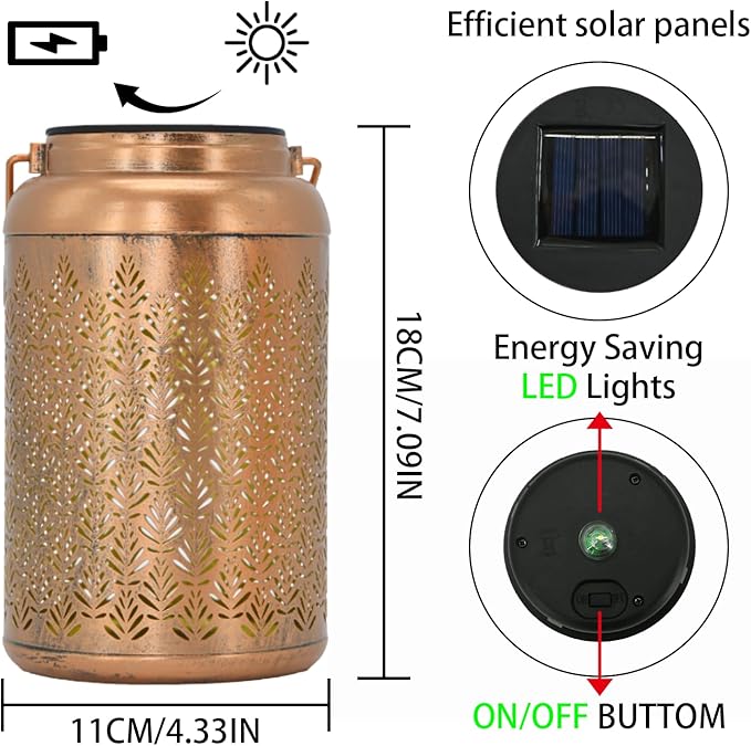 2 Pack Solar Lanterns Outdoor Waterproof - Birthday Gifts for Women, Men, Mom, Solar Lights Outdoor Hanging Garden Decor for Outside, Patio, Outdoor, Yard, Lawn, Balcony Grass