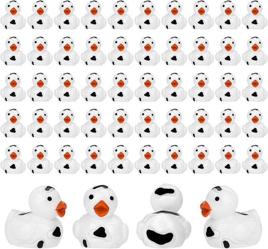 50 Pcs Mini Resin Ducks, Cute Tiny Cow Ducks, Mini Cow Resin Duck Bulk, Fun Cow Print Duck Miniature Duck Figurines, Cow Theme Mini Black White Cow Resin Ducks for Micro Landscape Dollhouse