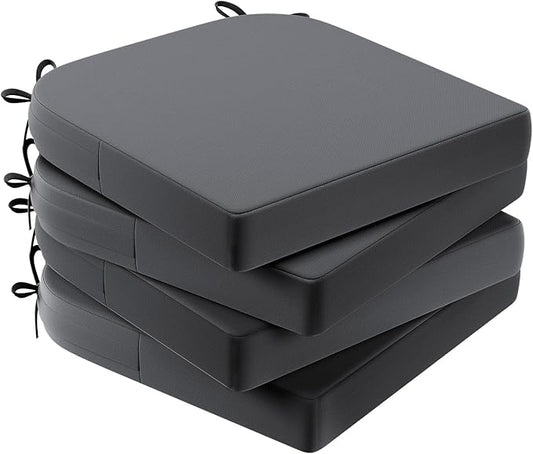 AAAAAcessories Outdoor Seat Cushions for Chairs, Waterproof, Fade-Resistant Patio Furniture Replacement Cushions, 17" x 16" x 2", Set of 4, Dark Gray