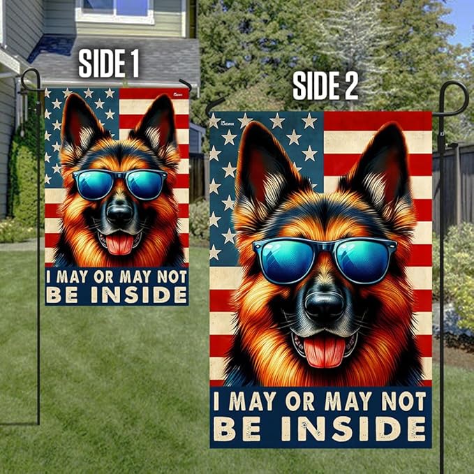 American Flag-Funny German Shepherd Dog American Flag TQN2748F, Garden Flag (11.5" x 17.5")-USA Flags Premium Polyester-Decorative Indoor Outdoor Flag