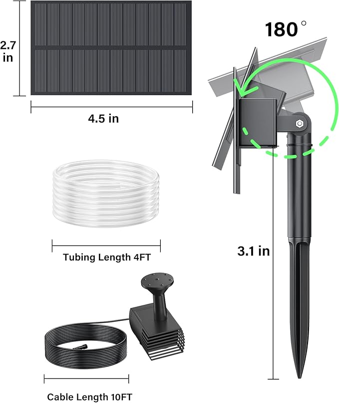 Biling Solar Fountain Pump, Solar Bird Bath Fountain Water Pump Outdoor with Tubing, Solar Fountain for Bird Bath, Garden Pond, Pool, Fish Tank,Backyard