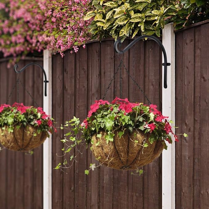 AJART Hanging Plant Hanger Outdoor: 12-Inch Metal Bird Feeder Wall Hooks - 4 Pieces Rust-Resistant Plant Bracket Hook for Hanging Flower Baskets