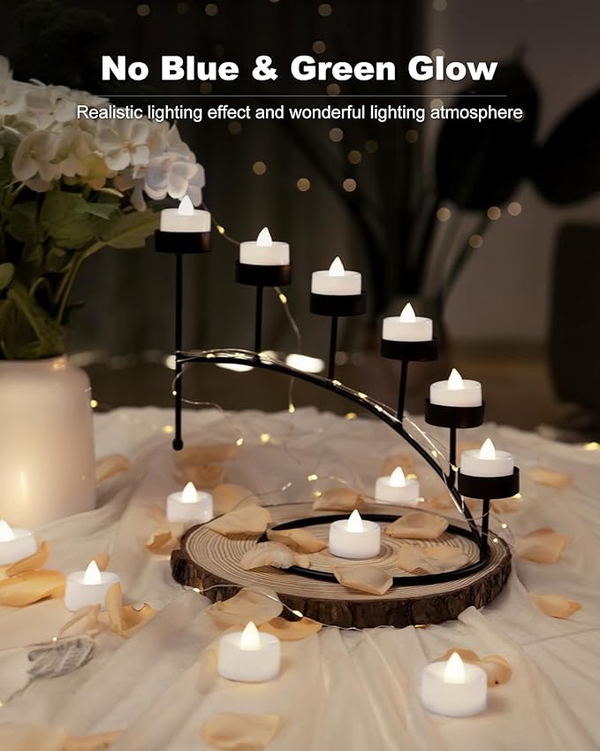 BEICHI Flameless Candles, 24Pack Battery Operated Candles, LED Tea Lights Candles Battery Operated, Flickering Fake Candles for Wedding Halloween Christmas Diwali- Pure White Light