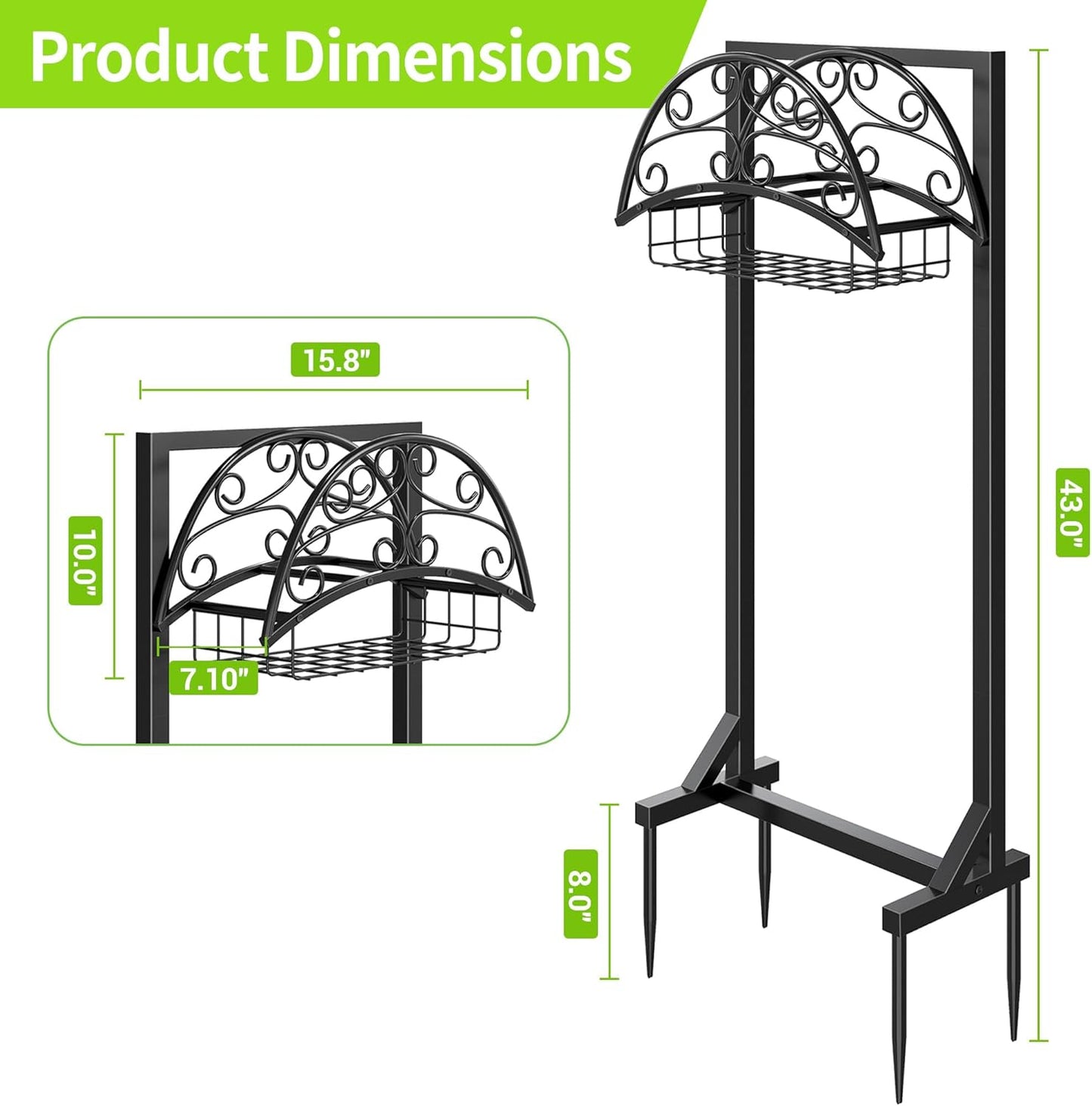 Garden Hose Holder – Freestanding Water Hose Holder with Storage Basket, Sturdy Metal Hose Stand and Hanger, Heavy-Duty Garden Hoses Storage Rack for Outside, Supports 151FT