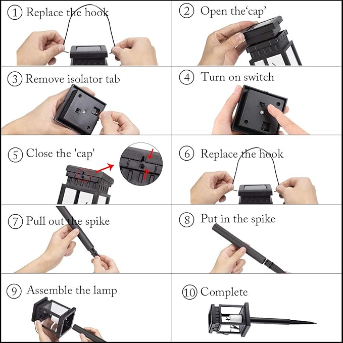 GIGALUMI 8 Pack Solar Hanging Lantern Outdoor, Candle Effect Light with Stakes for Garden, Patio, Lawn, Deck, Umbrella, Tent, Tree, Yard, Driveway-Warm White