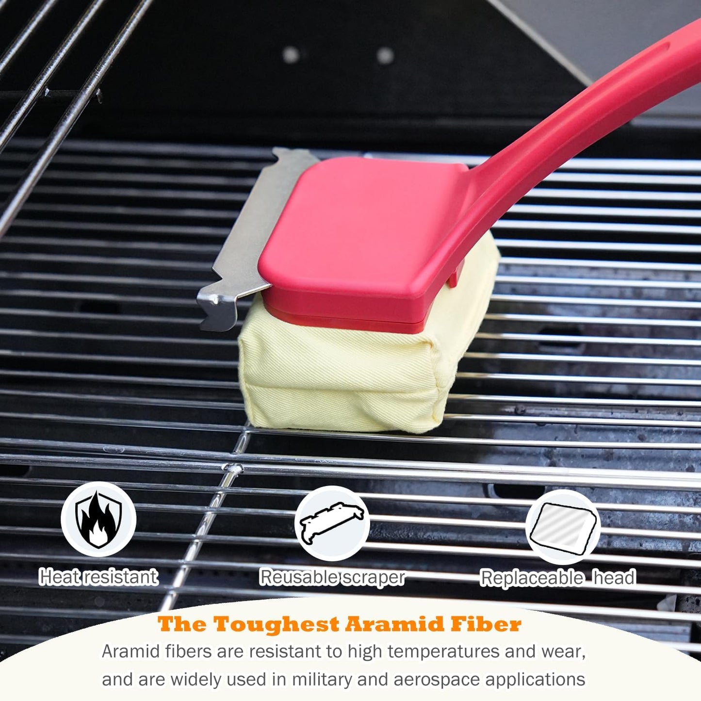 Grill Brush for Outdoor Grill, Bristle Free Steam Grill Brush with Scraper, BBQ Grilling Accessories BBQ Brush Non Metal Bristles, Grilling Accessories Fit Most Grills, Gifts for Men Dad Husband