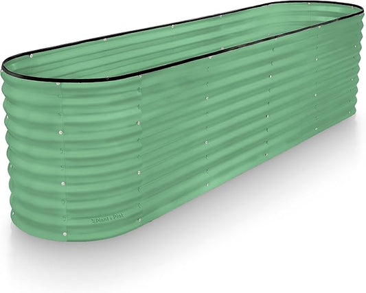 Galvanized Raised Garden Beds Outdoor // 8×2×2 ft Planter Raised Beds for Gardening, Vegetables, Flowers // Large Metal Garden Box (Light Green) // Patented Tool-Free Design