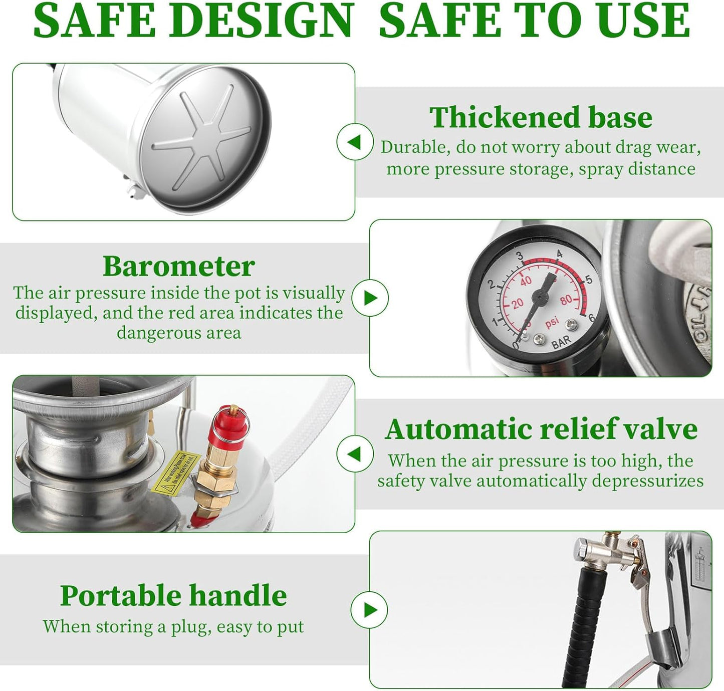 1.5Gal Stainless Steel Pump Up Sprayer Reinforced Hose, Hand Pump Sprayer with Pressure Gauge&Safety Valve, Adjustable Nozzle Suitable for Gardening (1.5 Gallon)