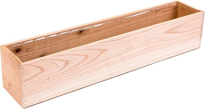 20" Rectangular Rustic Wood Planter with Plastic Liner l Rose Wood l Country Style, Home and Wedding Decorations, Garden Ornaments (20x4 Set of 2, Rose Wood)