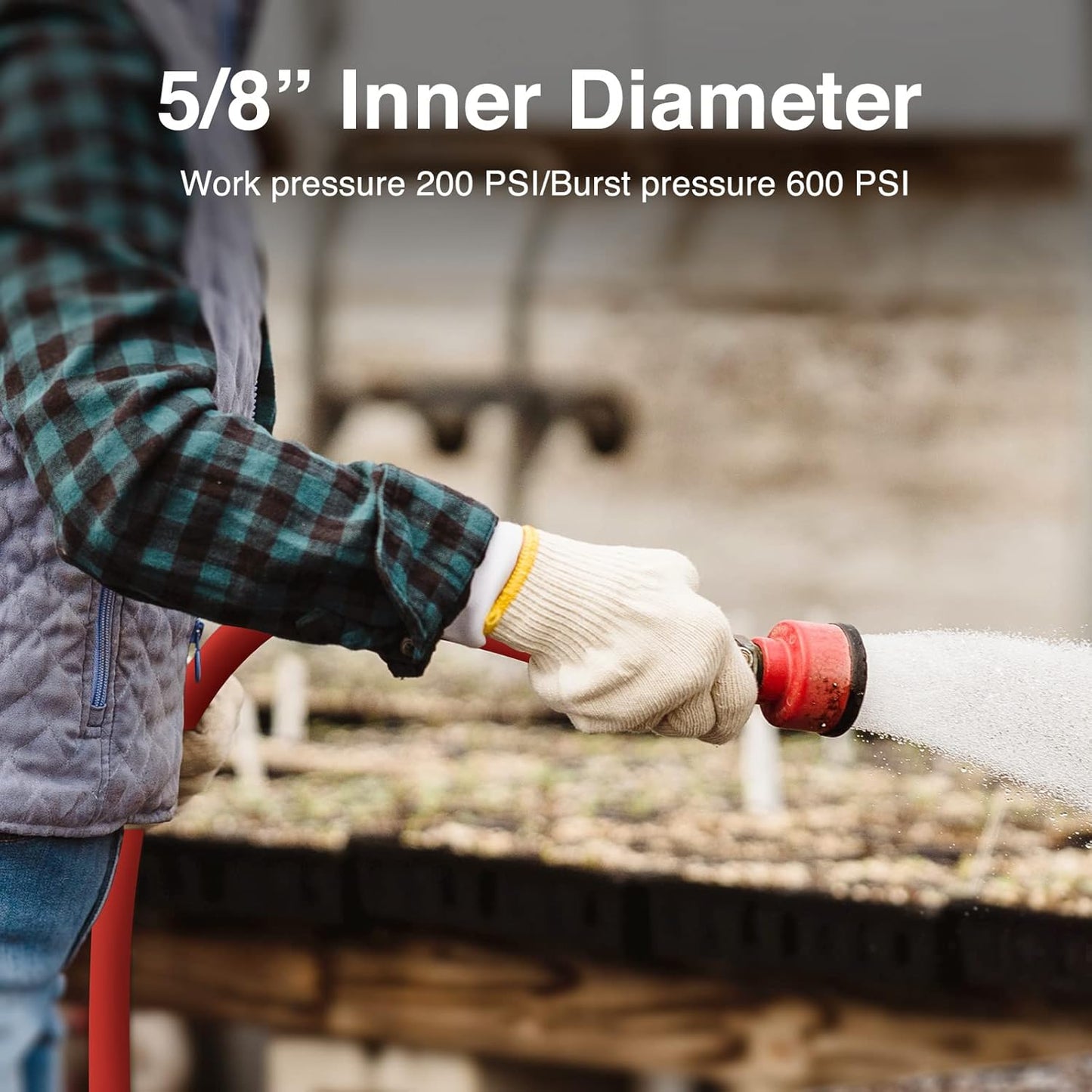 5/8" Hot/Cold Garden Water Hose 100 ft, -50℉-190℉,Flexible & Lightweight With 3/4" Brass Fittings for Yard, Outdoor, Farm, Red