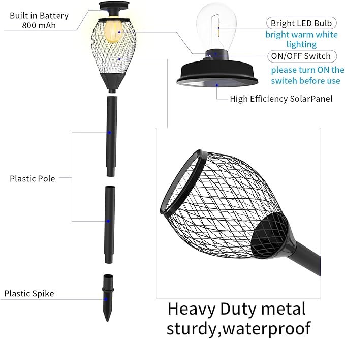 2 Pack Solar Lights Outdoor Waterproof, Solar Garden Lights Outdoor, Auto On/Off LED Lights Landscape Decorative for Garden,Lawn,Yard, Walkway, Driveway, Patio.