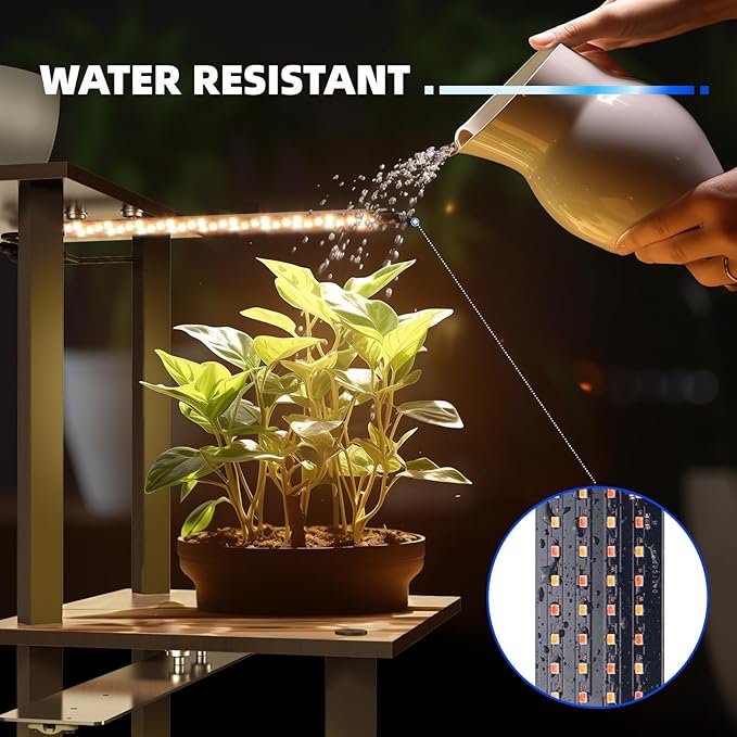 Barrina Plant Stand with Grow Lights Full Spectrum, 5 Tier Potted Corner Plant Shelf with Grow Lights Panel, Dimmable 24W (3 x 8W) LED Plant Light with Timer for Patio Garden, Living Room