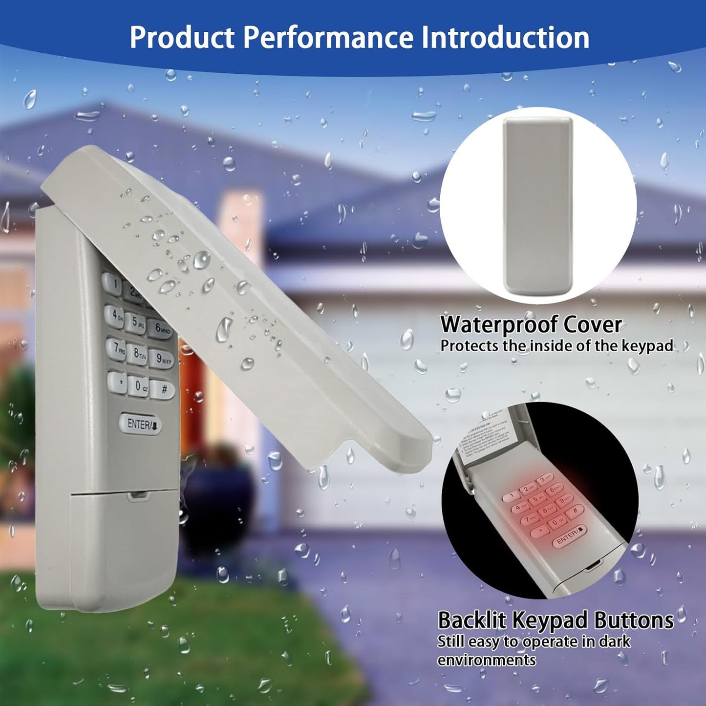 Garage Door Opener Keypad Compatible with Liftmaster Chamberlain Craftsman Garage Door Opener Universal Keypad Wireless Keyless Entry Outside Remote with 315/390 MHZ Learn Button Since 1993