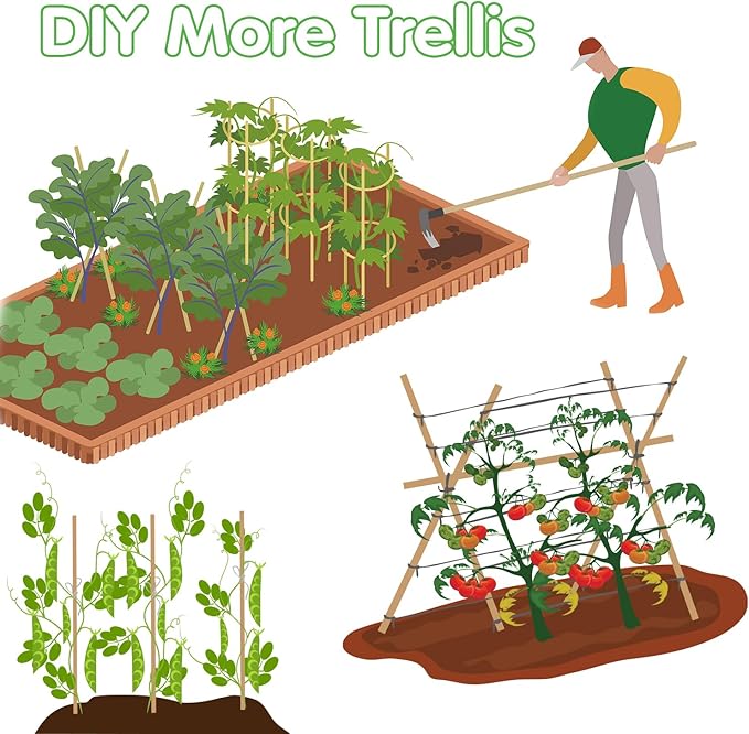 Bamboo Stakes,3FT Natural Bamboo Garden Stakes,BOVITRO 25Pcs Bamboo Plant Stakes,Bamboo Sticks for Tomato,Beans,Vegetable and Climbing Plants