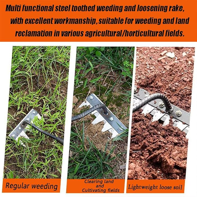 Gardening Hand Weeder Puller Tool, Manual Weeder with Detachable Blade Weeder Puller Tool,High-Carbon Steel Weed Removal Tool for Farm Lawn Garden, 5/6/7/8 Teeth Sizes (6 Teeth)