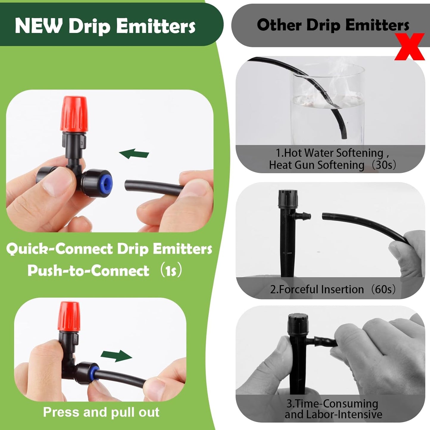 20PCS Adjustable Drip Irrigation Emitters(Mist)Kit-Quick Connect for 1/4" Tubing, Water-Saving, Dual Adjustment System-Easy to Install Drippers for Precise Garden Watering of Vegetables,Shrubs&Flowers