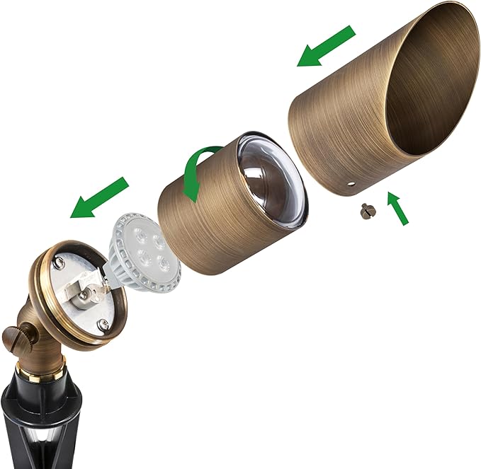 GKOLED Solid Brass Spotlight Low Voltage Landscape Lighting, LED Outdoor Lights for Garden Patio Yard, Directional Up and Down Light with 5W MR16 Bulb, 12V 2700K Warm White, 2 Pack