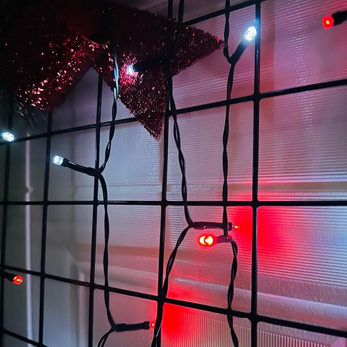 2 Pack Red and White Christmas Lights Indoor Outdoor, Super Bright 66FT 200 LED String Lights Waterproof, Twinkle Xmas Lights with Timer for Christmas Tree Decorations Bedroom Party Garden Patio Decor