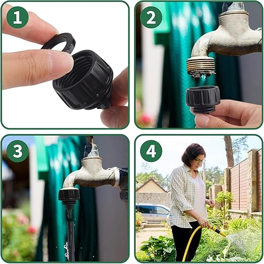 6 PCS 1/4 Inch Drip Irrigation Hose Connector, Drip Irrigation Tubing Fittings Convert 3/4" Garden Hose to 1/4" Drip Tubing, Faucet to Garden Hose Adapter Drip System Parts for Irrigation Kits(Black)