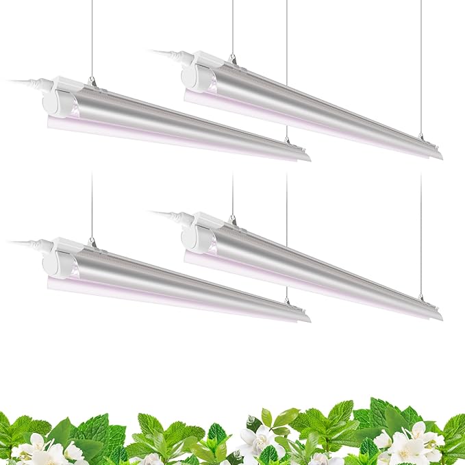 Barrina LED Grow Light 4FT,168W(4 x 42W, 1000W Equivalent), Full Spectrum, V-Shape with Reflector Combo, Grow Lights for Indoor Plants, Greenhouse, 4-Pack