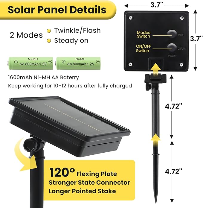 200 Led Solar String Lights Outdoor, 82ft Warm White Solar String Lights, 8 Lighting Mode Solar Fairy Lights for Outside, Waterproof Solar String Lights for Outside,Garden,Courtyards,Trees, Patio