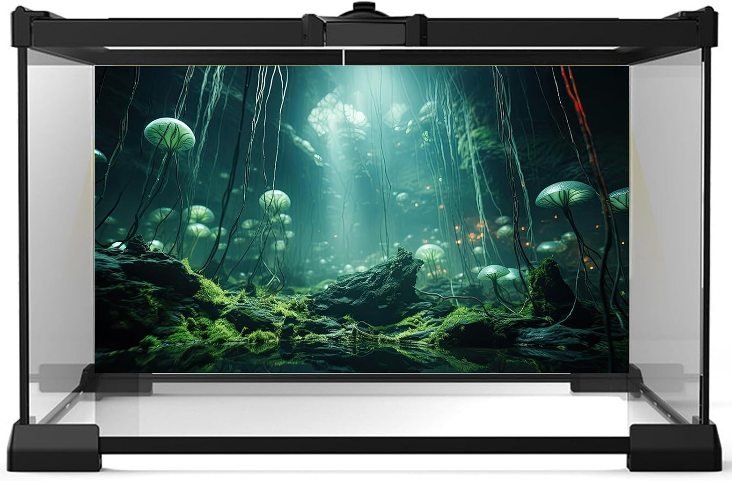 Aquarium Background Foggy Stone Mushroom Green Moss Fish Tank Background Mysterious Green Seaweed Scenery Aquarium Backgrounds White Mushroom Reptile Tank Enclosure Backgrounds Wallpaper 36x20in