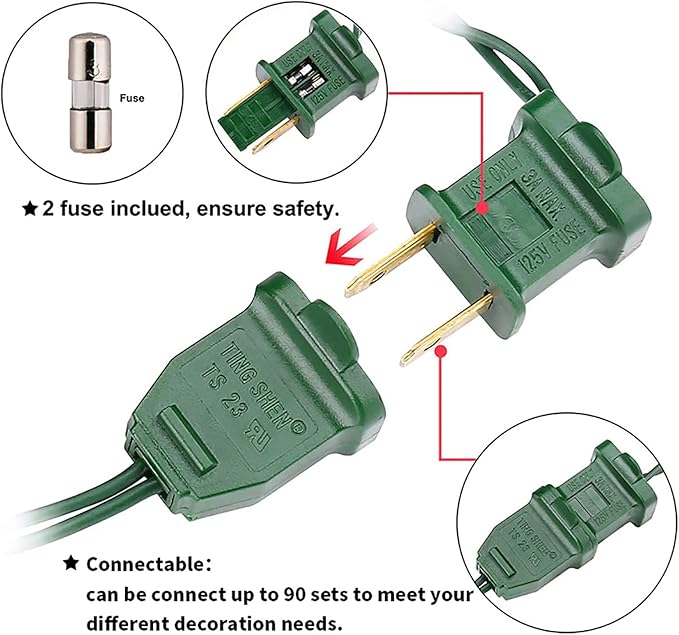 Green LED Christmas Lights - 35 Count Green Christmas String Lights for Small Tree, Crafts, Indoor and Outdoor St. Patrick's Day Decorations, 11 Feet Same Color Wire, UL Certified, Connectable