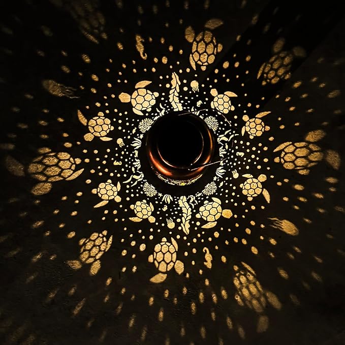 2 Pack Sea Turtle Solar Lanterns Outdoor Waterproof,Hanging Solar Lights Sea Turtle Gifts for Women Metal LED Decorative Light for Yard,Patio,Lawn,Tabletop,Pathway,Landscape,Garden Decor