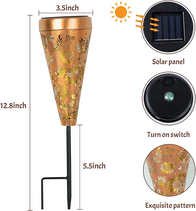 4 Pack Sunflower Solar Pathway Lights - Outdoor Waterproof Garden Decor, Pathway Landscape Lights for Backyard Patio Path Yard Lawn Walkway