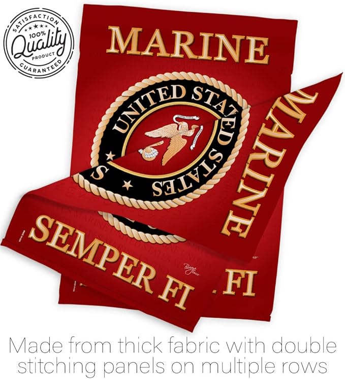 Breeze Decor HS108057-BO-02 Marine Corps Americana Military Decorative Vertical Set, House Flag 28" x 40", Thick Fabric