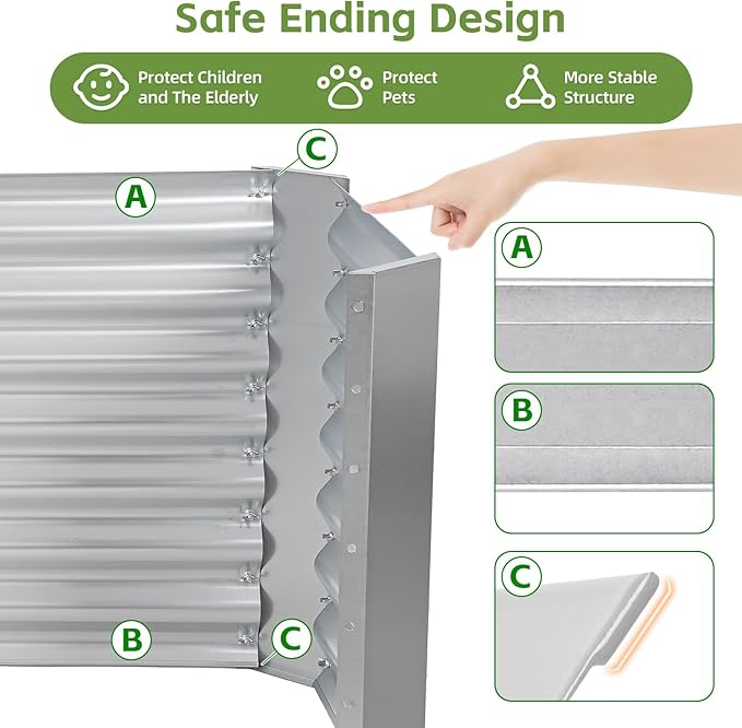 4x2x2ft (2 Pack) Raised Garden Bed - Galvanized Deep Root Planter Boxes Outdoor with Wing Nuts and Safety Edges for Gardening Vegetables, Flowers, Herbs, Succulents - Silver