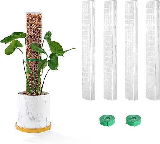 15 Inch 4 Pcs Plastic Moss Pole for Plants Monstera, 4×15'' Plant Poles for Climbing Plants, Plant Support for Indoor Plants Work with Sphagnum Moss