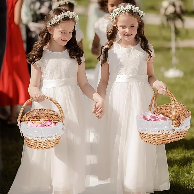 Happypicnic 12" Picnic Basket - Small Wicker Basket with Foldable Handle Lid & Removable Liner | Cute Picnic Basket Toy Empty for Kids, Gift, Halloween, Christmas, Valentines, Easter, Birthday, Flower