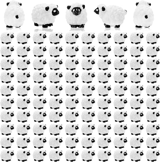 Bbiamsleep 105 Pcs Mini Sheep Figurines Miniature Sheep Tiny Sheep Mini Plastic Sheep Mini Resin Figurine for Fairy Garden Micro Landscape Decor Cake Topper