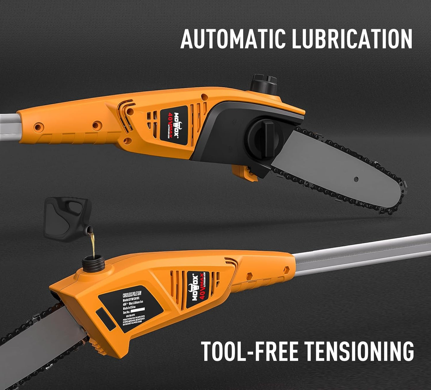 40V Pole Hedge Trimmer Cordless, 500mm Telescopic Range Pole Hedge Trimmer, 9 Rotary Positions Hedge Trimmer with 2Ah Battery and Charger Included