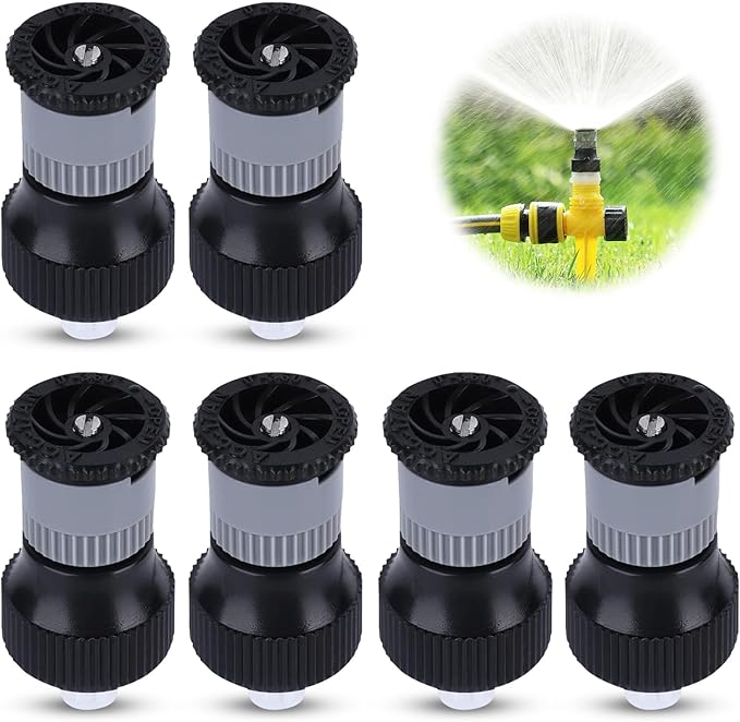 6PCS Lawn Sprinkler Garden Sprinkler, 360° Rotating Buried Spray Nozzle Large Area Coverage Automatic Lawn Sprinkler Heads G1/2 Female Thread Adjusted Watering Sprinkler for Lawn Yard Garden Planter