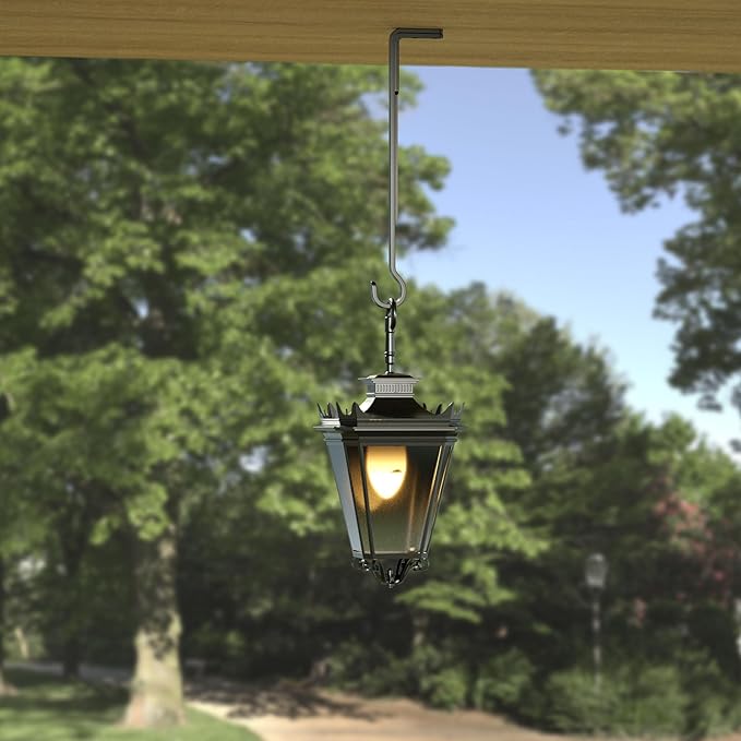 8 Inch 2 Pack Black Heavy Duty Outdoor Plant Hangers for Hanging Baskets, Iron Hanging Plant Brackets for Hanging Plants Outside, Metal Plant Hooks Plant Wall Hooks for Hanging Lantern, Bird Feeder