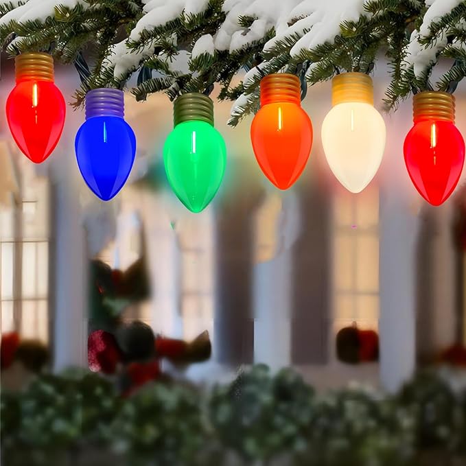 Giant Outdoor Christmas Lights,16ft Jumbo Christmas Lights String Light with 10 Large Multicolored Bulbs,Connectable Outdoor Decorations Light for Porch Garden Eave Xmas Trees Roof Decor
