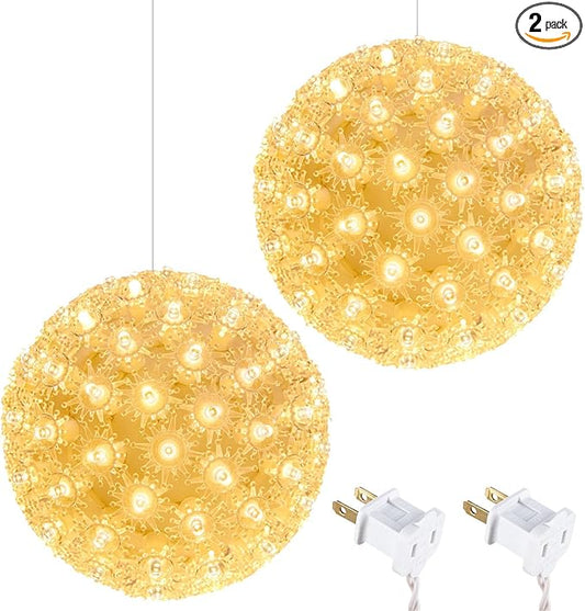 Brightown 6” Christmas Lights Ball Outdoor Sphere Lights 100 Replaceable LED Bulbs Plug in for Xmas Indoor Party Wedding Home Commercial Decorations