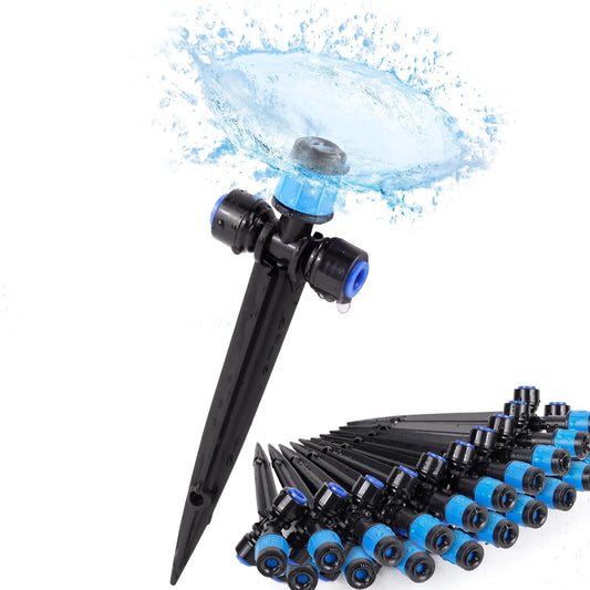 21PCS Adjustable Drip Irrigation Emitters(Fan-shaped) Kit-Quick Connect for 1/4" Tubing, Dual Adjustment System-Easy to Install Drippers for Precise Garden Watering of Vegetables,Shrubs&Flowers