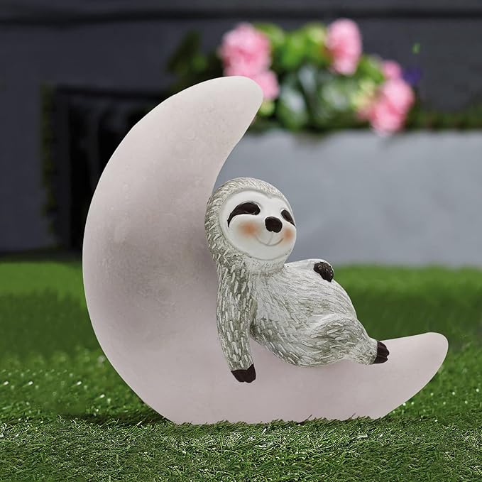 Garden Sloth Statues Outdoor Decor, Solar Powered Resin Lawn Ornaments with 8 LEDs Warm White, Outdoor Decoration for Patio Yard Lawn Porch Housewarming Garden Gift